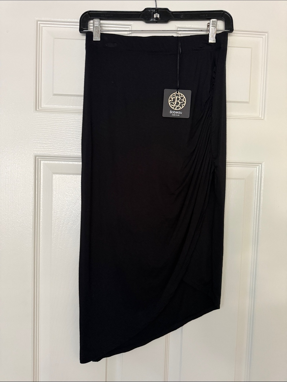 bobeau Black Asymmetrical Draped Pencil Skirt